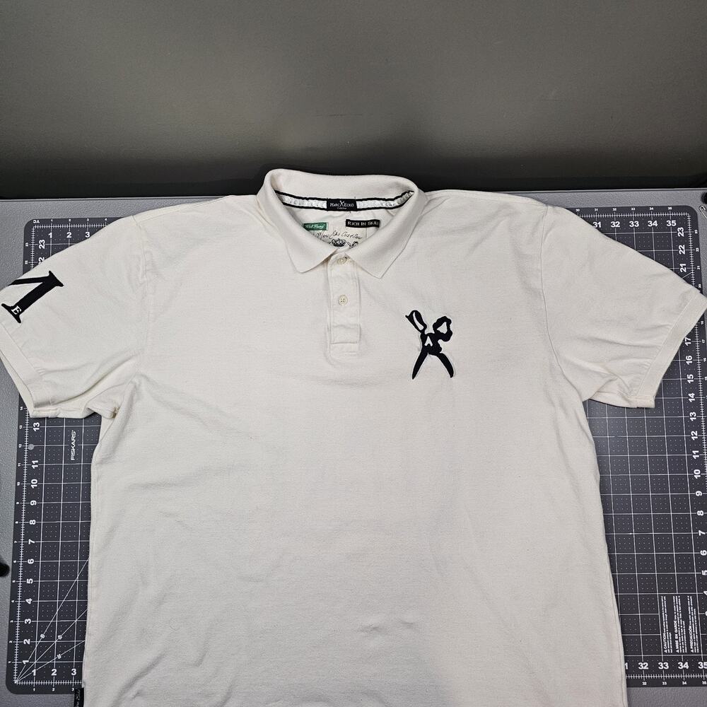 Marc Ecko Polo Shirt XXXL 3XL Cut Sew Skull Scissors Y2K Streetwear Barbour